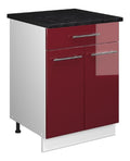 Unterschrank Fame-Line, Bordeaux Hochglanz/Wei , 60 cm