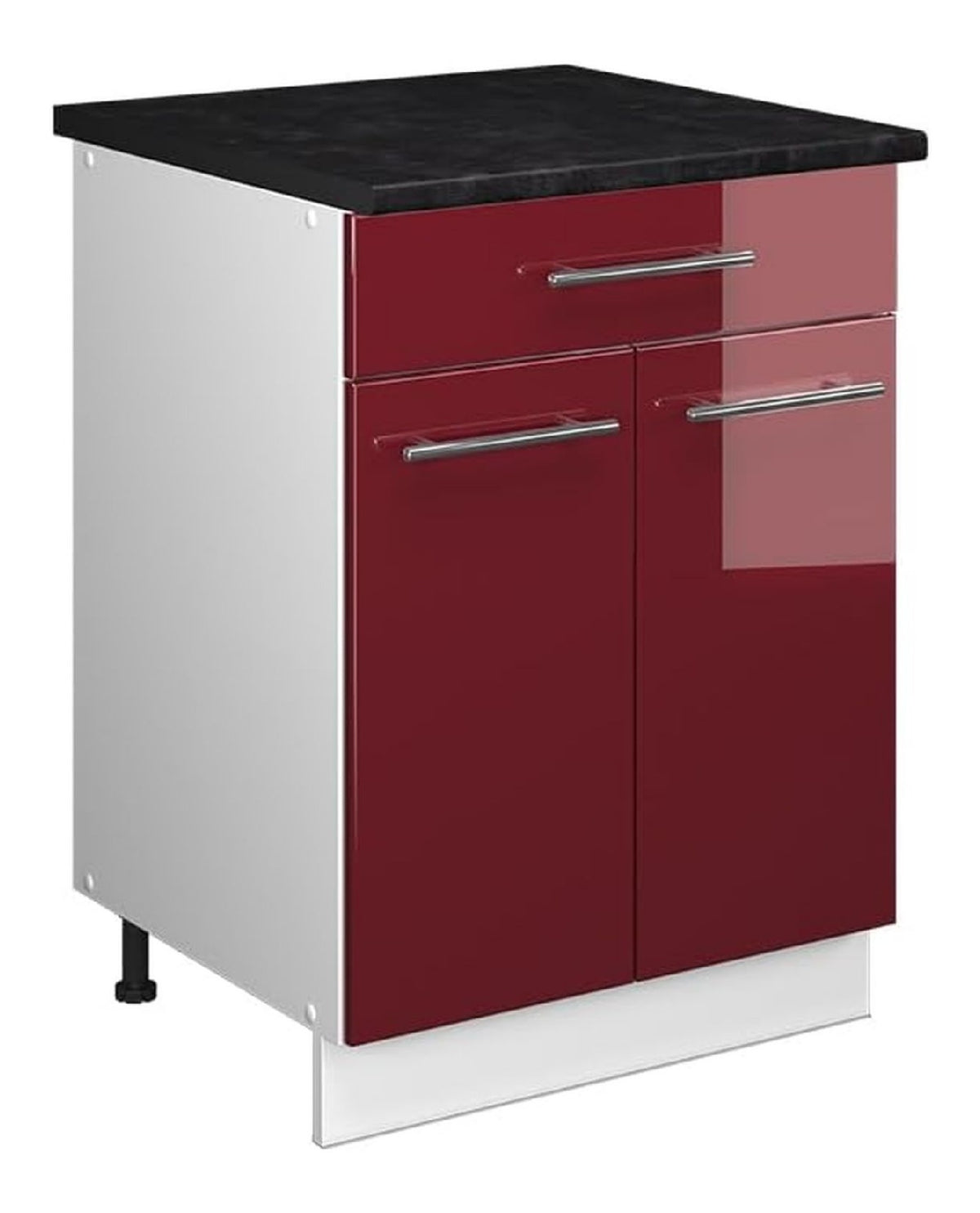 Unterschrank Fame-Line, Bordeaux Hochglanz/Wei , 60 cm