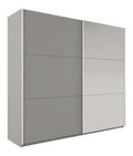 Kleiderschrank IGO, 200 cm Tur, Garderobenschrank, Schlafzimmermobel, Schlafzimmer (Platinium/Platinium + Spiegel)