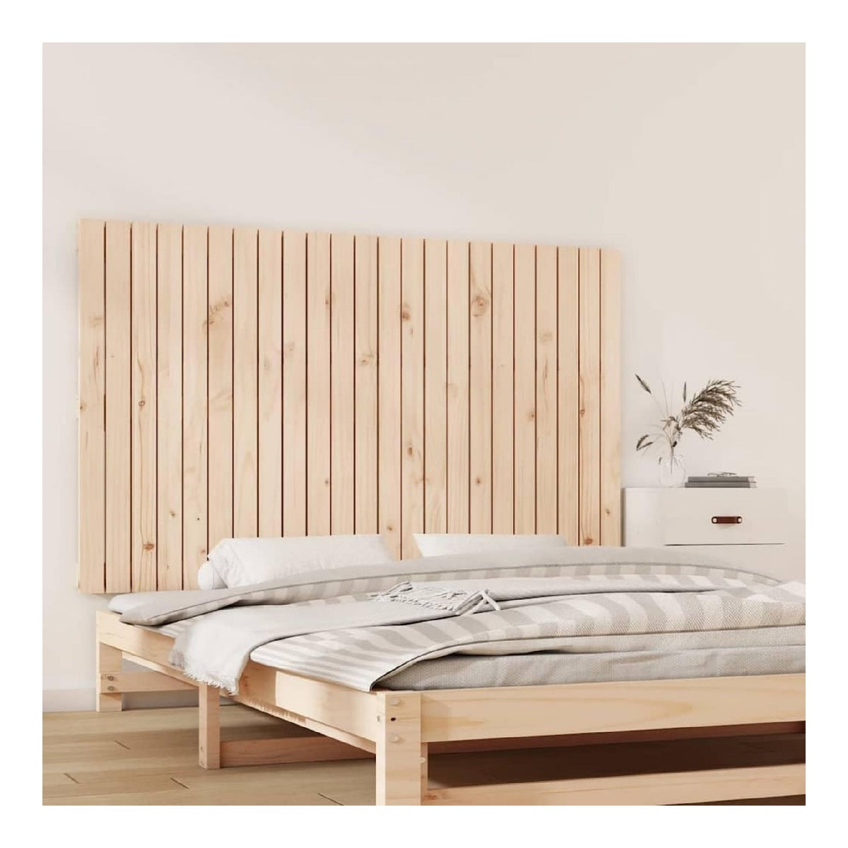 Holzbett Kopfteil aus massivem Kiefernholz, 147x3x90cm, klassisches Design, Wandmontage, perfekte Ruckenstutze zum Lesen und Beobachten von TV, passend fur Betten ohne