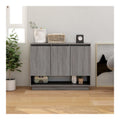 Sideboard Grau Sonoma 97x31x75 cm Holzwerkstoff Stauraum Schrank mit 3 Turen und offenem Fach fur Wohnzimmer Flur Bucher Dekoration Stabil und Langlebig