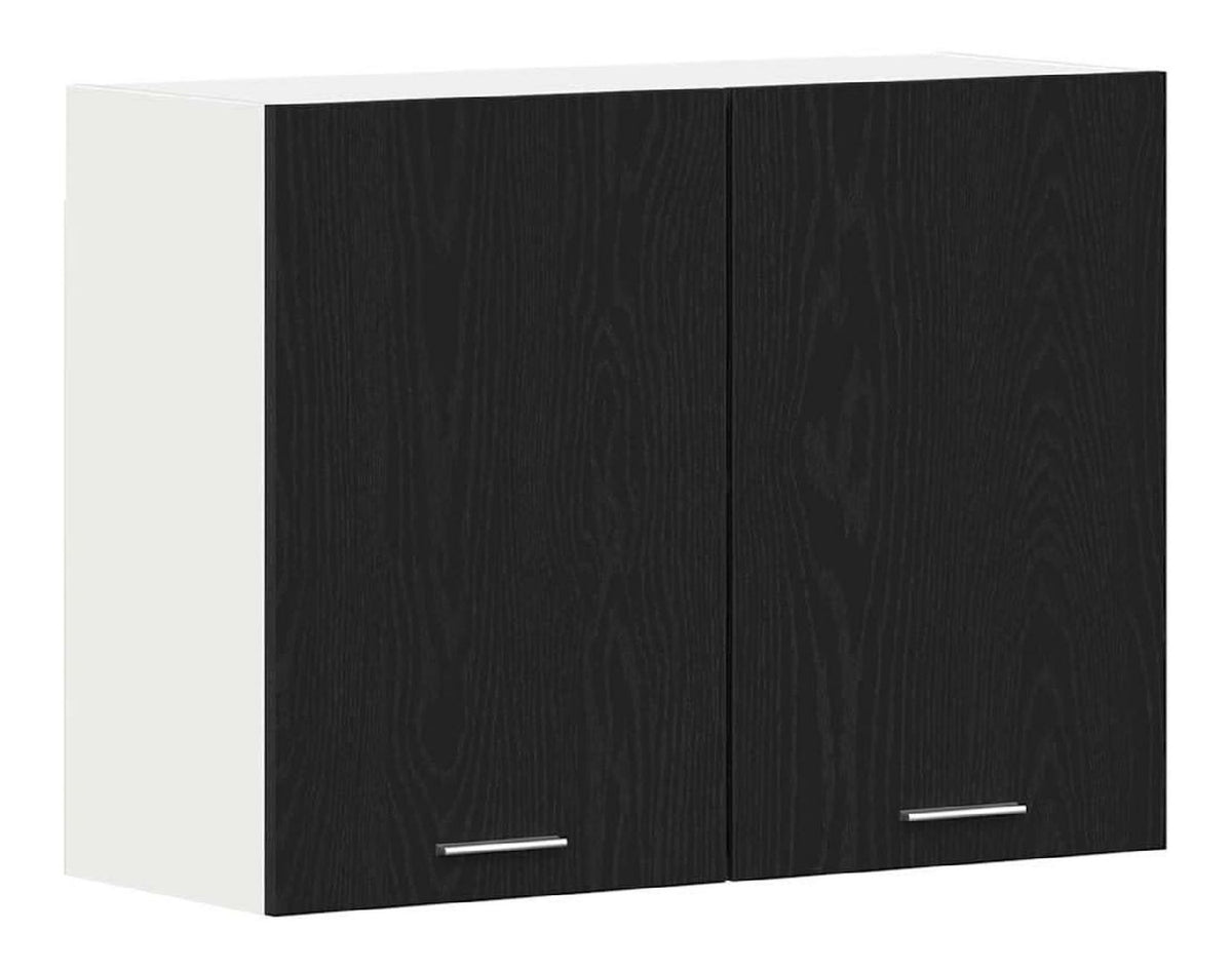 Hangeschrank Kuche 80 x 31 x 60 cm Schwarz Eichen-Optik Holzwerkstoff zur Aufbewahrung von Kuchenutensilien Wandhalterung mit 2 Turen