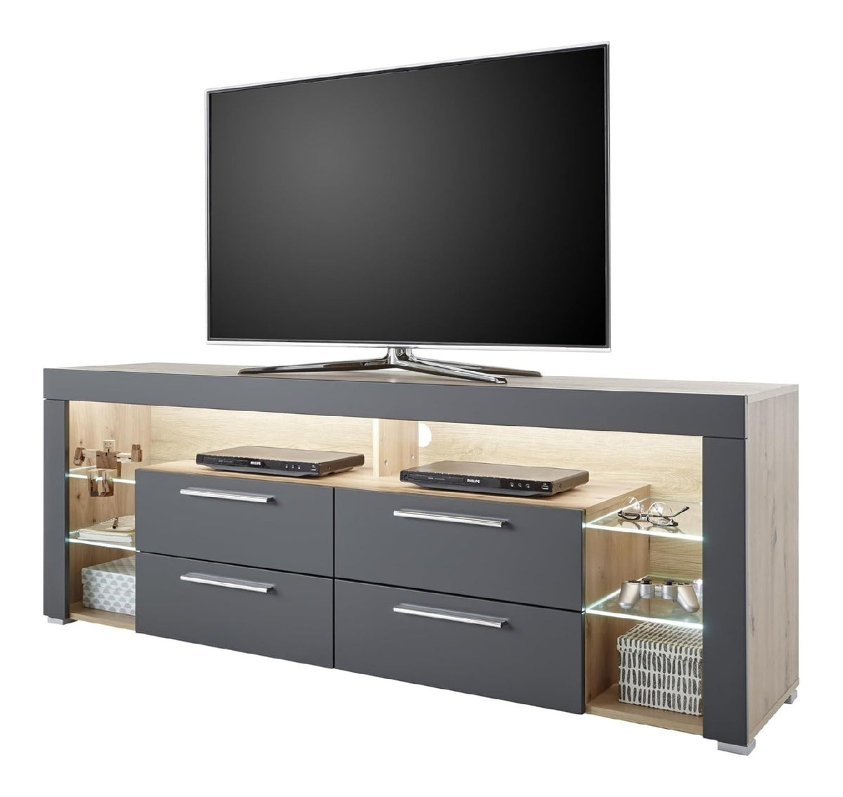 Lowboard Greta in Artisan Eiche/grau - 179x66x44cm (BxHxT)