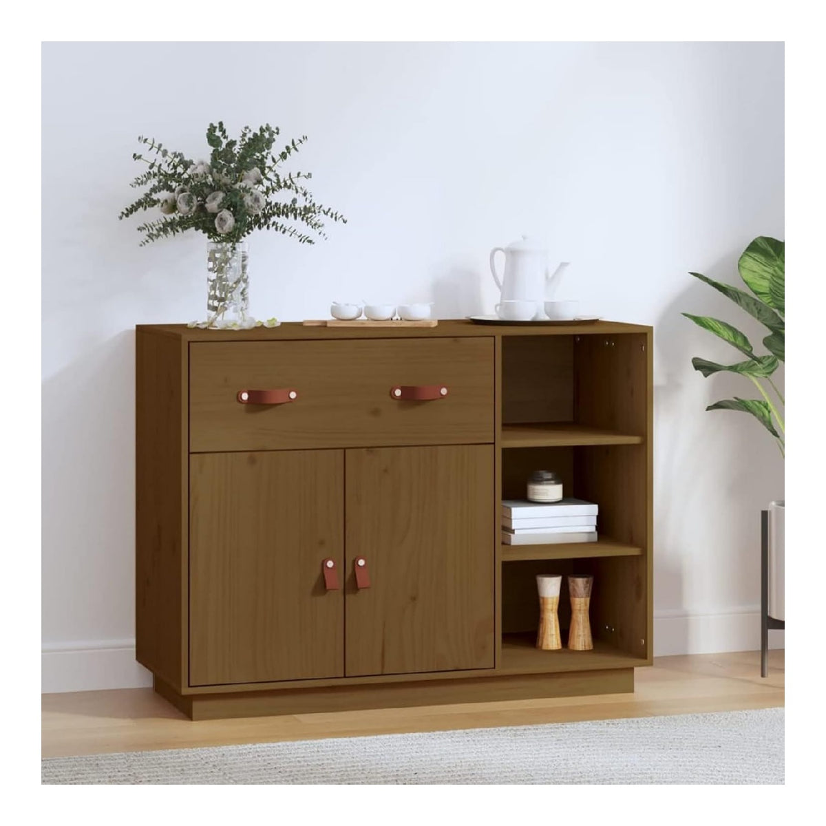 ADWOA Sideboard Honigbraun Regal Kiefer Sideboard Holz Massiv Beistellschrank 98,5x40x75 cm Massivholz Kiefer