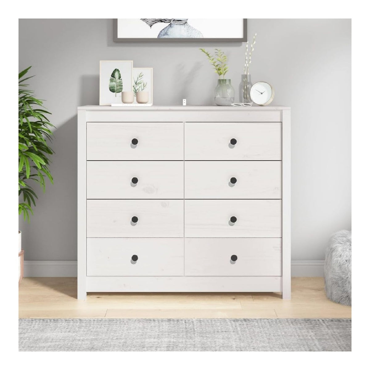 Beistellschrank WeiAY Massivholz Kiefer 100x40x90 cm Sideboard Buffet Cabinet mit Stauraum fur Wohnzimmer und Kuche, Kuchen Sideboard mit Schubladen, Esszimmer Schrank, Storage Cabinet