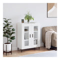 Sideboard Kommode Beistellschrank mit Glas-Turen Mehrzweckschrank Schrank Anrichte Wohnzimmerschrank Aufbewahrungsschrank Flurschrank Wei 69,5x34x90 cm Holzwerkstoff