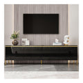 TV-Schrank Hochglanz mit 4 Turen Goldkantenband Moderner Lowboard
