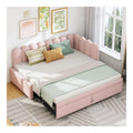 Kebnor 2-in-1 Multifunktions-Schlafsofa in L-Form (90/180 x 200 cm), Samt Polsterbett Platzsparendes Design Kann als Kinderbett oder Gastebett genutzt Werden,Rosa (Ohne Matratze)