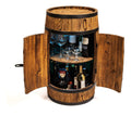 CREATIVE COOPER Weinfass Stehtisch mit Tur und LED RGB - Alkoholschrank Flaschenregal Holz - Holzfass - Fassmobel - Wineregal - Weinbar - Fass bar mit Tur - 80Cm (Sonnenverbranntes wenge)