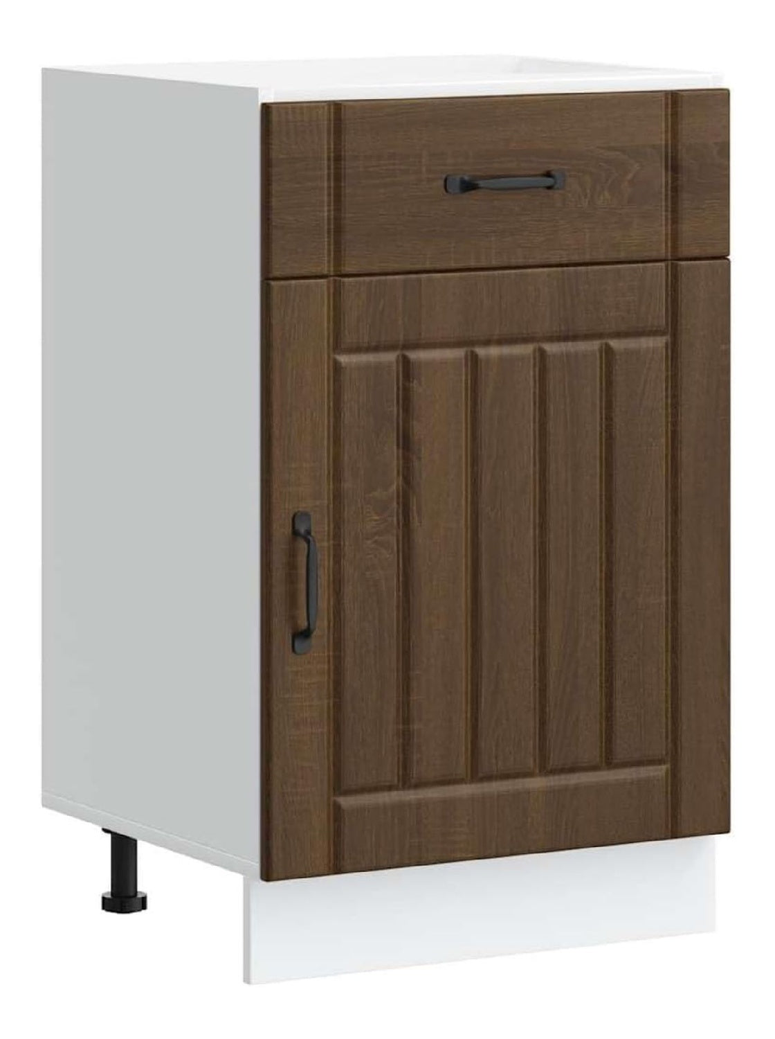 Kuchen-Unterschrank Lucca Braun Eichen-Optik Holzwerkstoff mit verstellbaren Fu en 50x46x81,5 cm Stauraum Kuchenkommode mit Schubladen und Turen fur Moderne Kuche und Vorratsschrank