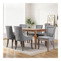 SoarFlash Polsterstuhlen fur Esszimmer, Wolkenvelours mit Nietenbesatz, eleganter abgestufter gebogener Holzfu , geeignet fur Kuche und Esszimmer, Set aus 6, Grau