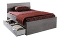 Doppelbett 2 Facher 2 Schubladen aus wei lackiertem Zementlaminat