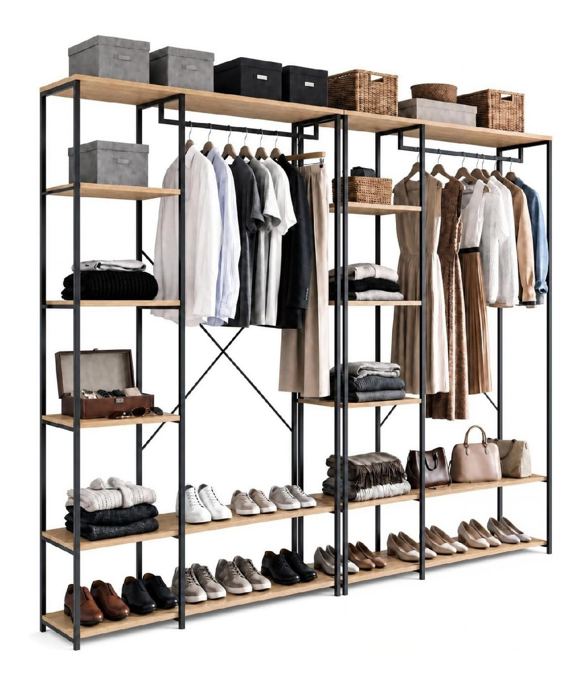 Modularer begehbarer Kleiderschrank Doppelgarderobe Regal B. 180 cm DETROIT Industriedesign