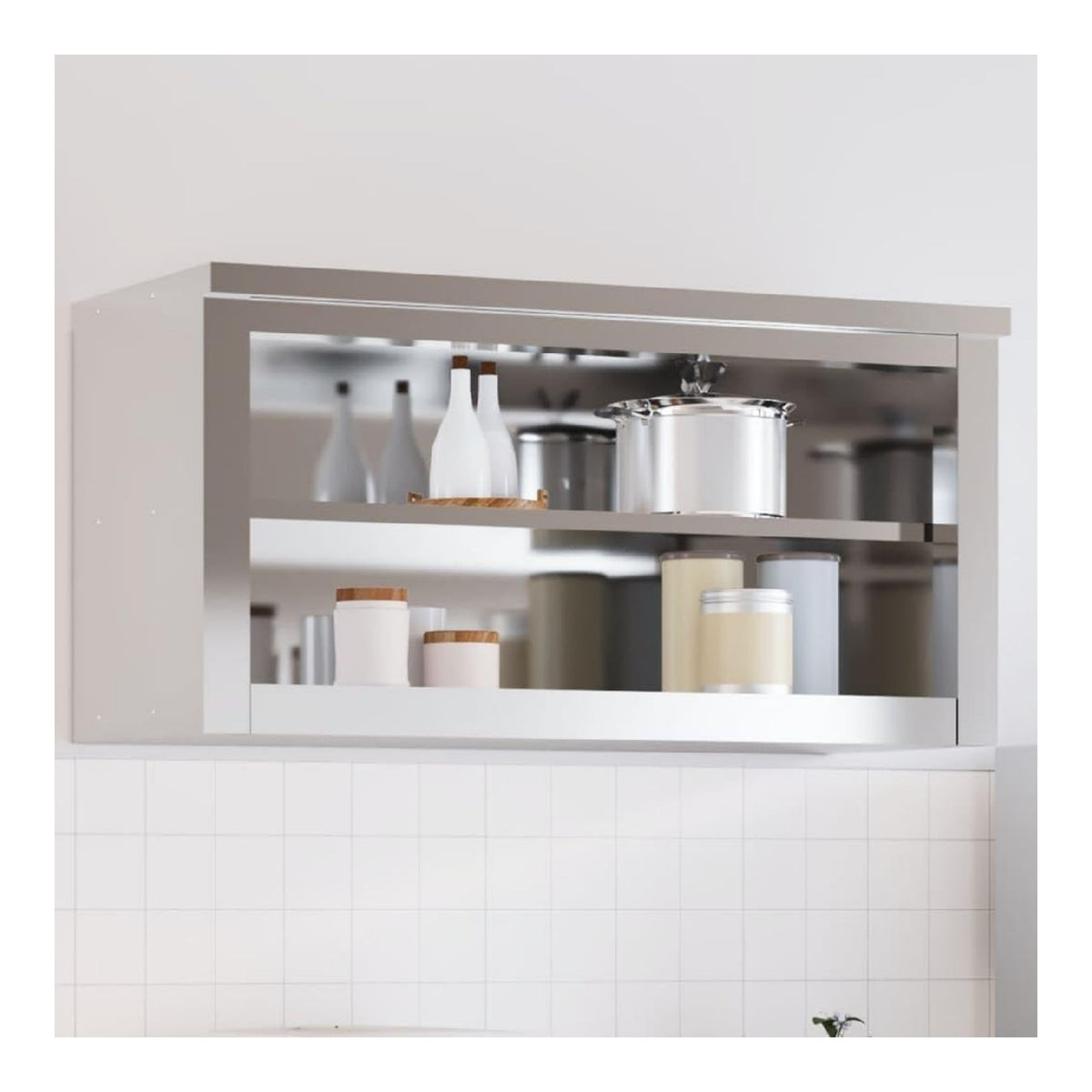 Kuchen-Wandschrank Edelstahl 92x40x46 cm, Hangeschrank fur Gastronomie, Wandregal mit Ablage fur Restaurant und Kuche, Silber