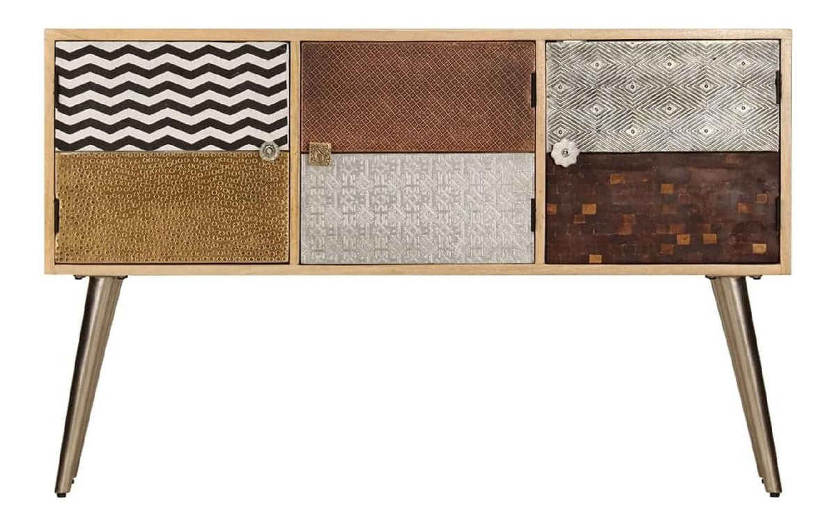Anrichte aus Massivholz, Mango, 120 x 30 x 75 cm, 3 Facher