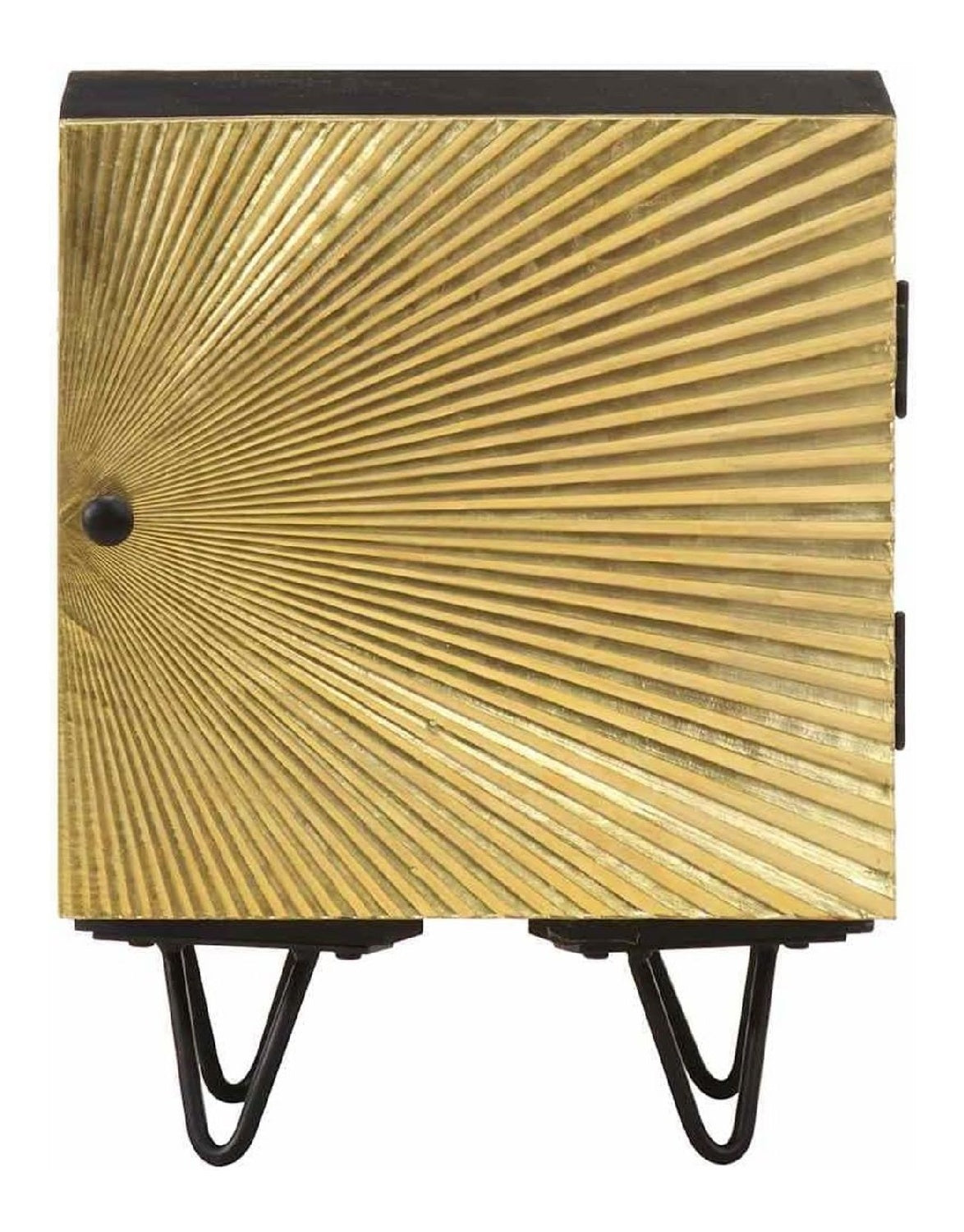 Nachttisch mit Messing-Front aus massivem Mangoholz 40x30x50 cm langlebig robust Schlafzimmermobel mit geraumigem Stauraum ideal fur Schlafzimmer und Jugenzimmer