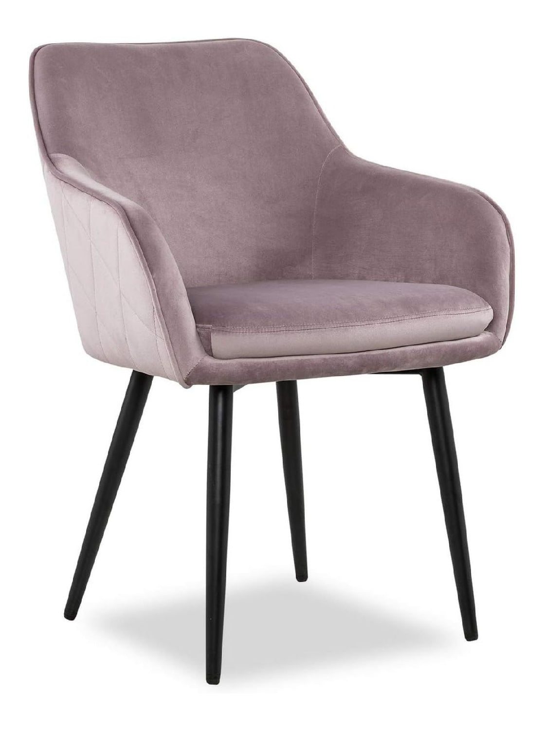 SalesFever Esszimmerstuhl Freja in Rose Bezug in Samt-Optik Armlehnstuhl gepolstert mit Steppung Gestell Metall Schwarz