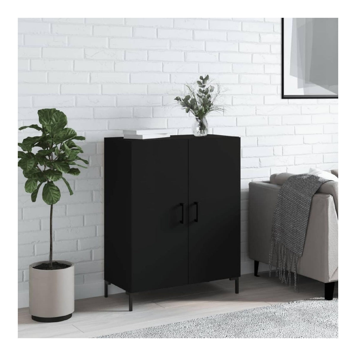 Furniture Select Sideboard schwarz 69,5x34x90 cm Holzwerkstoff
