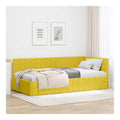 Eckbettgestell mit Kopfteil, Gelb, 100x200 cm, Samtbezug, L-formig, platzsparendes Design, vielseitig als Tagesbett, Robustes Schlafzimmermobel