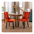 Esszimmerstuhle 2er Set mit Ziernagelbeschlag, Samt, Orange