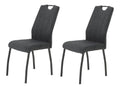 Tische, 2er Set Esszimmerstuhl Kuchenstuhl Elif, Stuhl, Webstoff Anthrazit,Metallgestell 4Fu Grau, Lehne mit Griff, 140kg belastbar