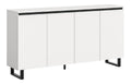 Sideboard Tomea, Kommode, Schrank, mit 4 Turen & 8 Fachern, hohenverstellbare Einlegeboden, Breite ca. 160 cm, Wei Melamin mit Schwarz, FSC-Zertifiziert, Made in EU