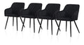 Esszimmerstuhle 4er Set aus Samt, Kuchenstuhl Polsterstuhl Wohnzimmerstuhl Sessel mit Armlehnen Ruckenlehne Metallbeinen, fur Kuche Esszimmer Wohnzimmer Lounge,Schwarz