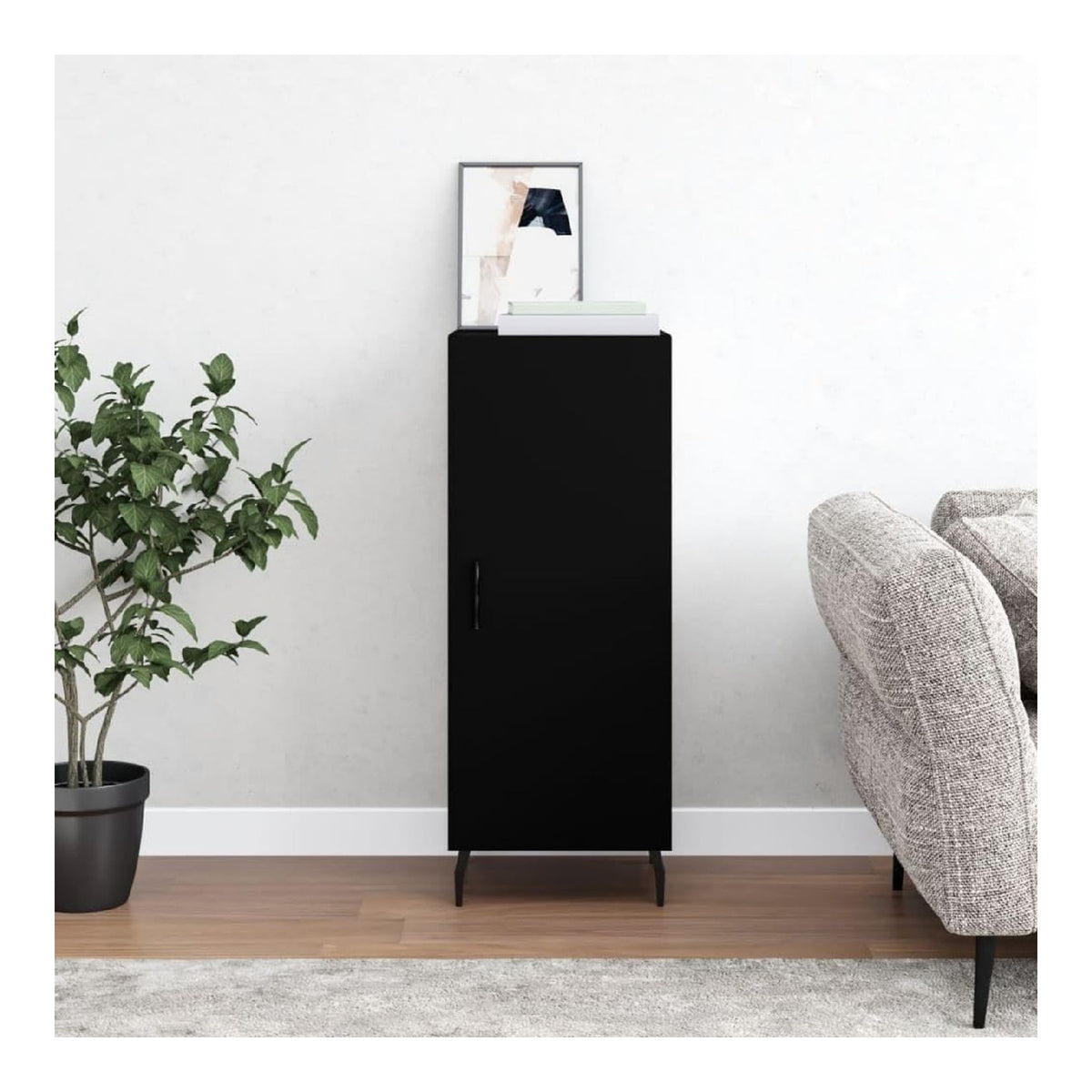 Schranke & Aufbewahrung, Buffets & Sideboards, Sideboard, schwarz, 34,5 x 34 x 90 cm, Holzwerkstoff