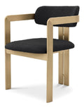 Luxus Esszimmerstuhl Schwarz/Messingfarben 57,5 x 58 x H. 79 cm - Edler Kuchenstuhl mit Armlehnen - Luxus Esszimmer Mobel