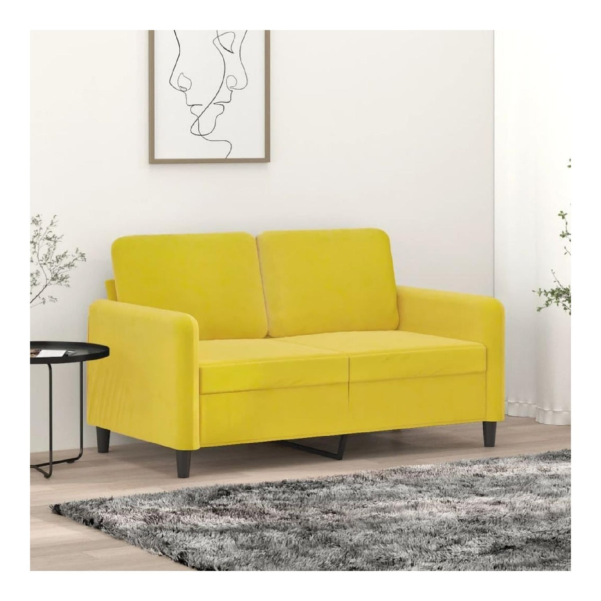2-Sitzer-Sofa, gelb, 120 cm, aus Samt, Gartensofa, Schlafsofa, Wohnzimmer, Sofa, Au ensofa, Terrassenmobel