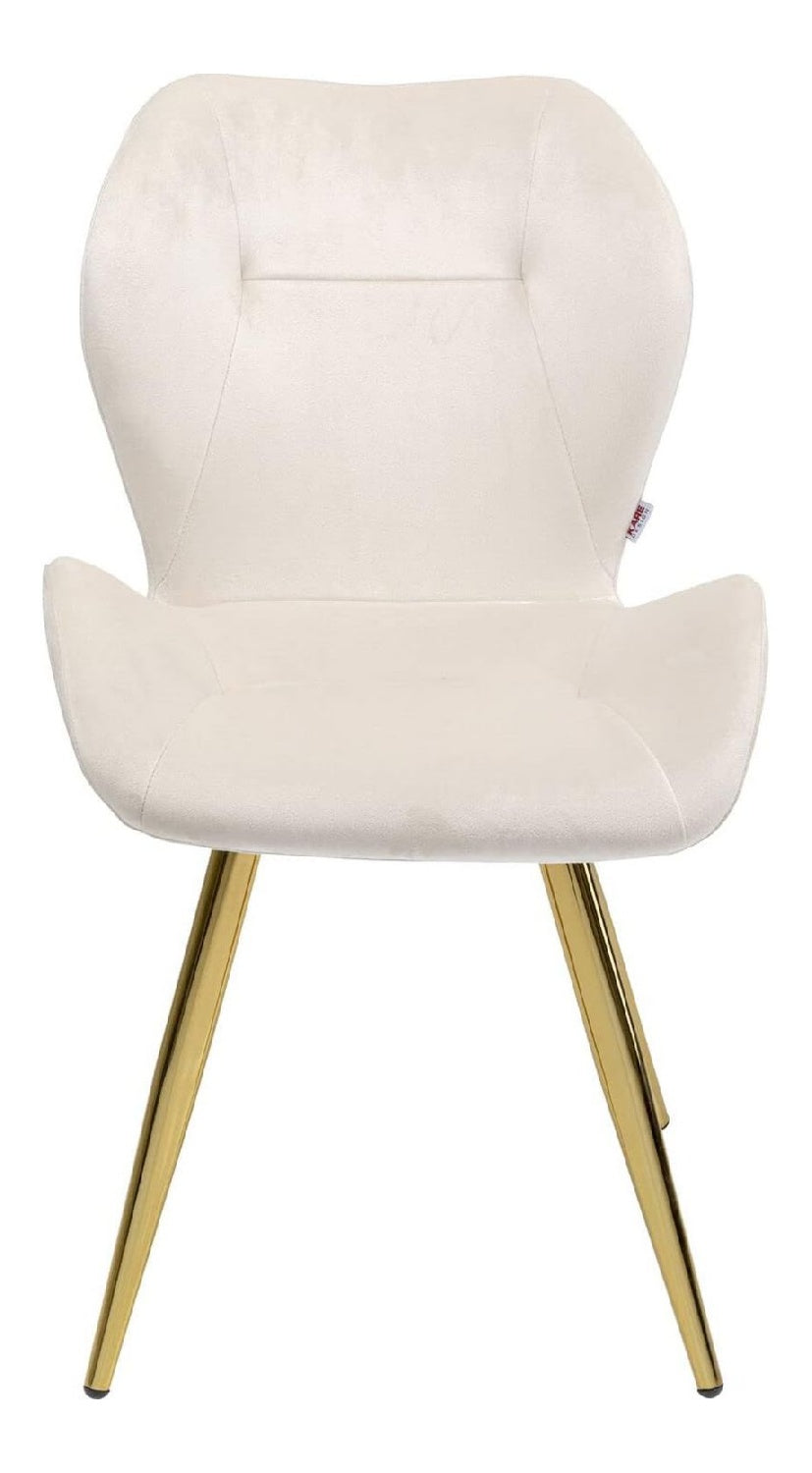 Design Stuhl Viva, Creme, Esszimmerstuhl, Polsterstuhl, Samtoptik, 47cm Sitzhohe, 82x50x59 cm (H/B/T)