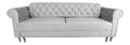 Meble Ares Chesterfield Sofa Benetto - Schlafsofa - Couch mit Schlaffunktion - Sofa mit Bettkasten - Stoff - Hellgrau