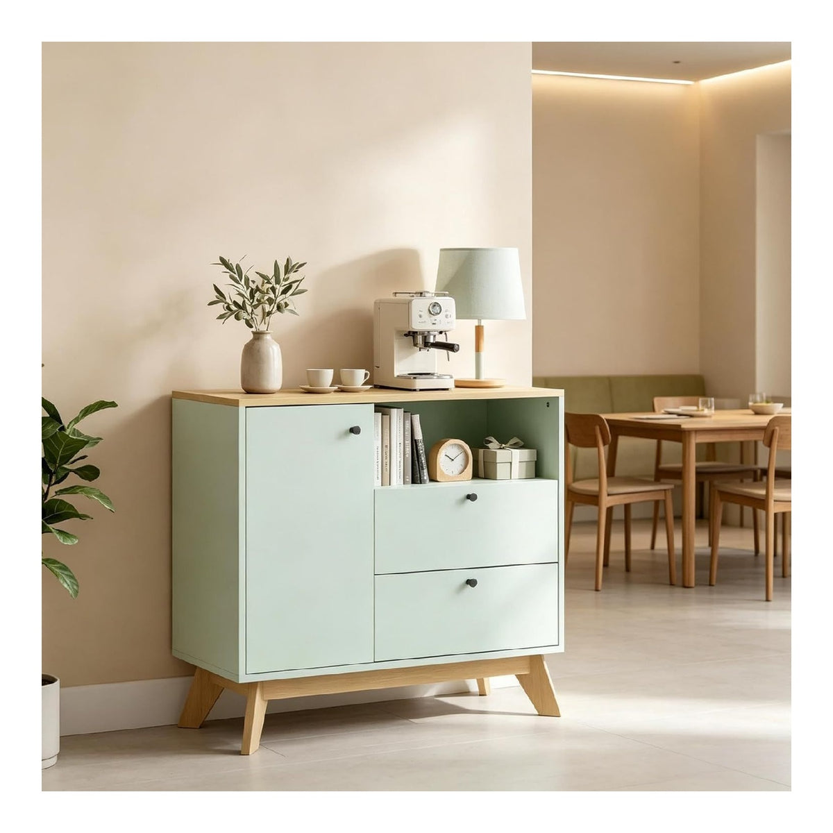 Buffet Aufbewahrungsschrank 80x35x76,3cm mit 2 Schubladen & verstellbarem