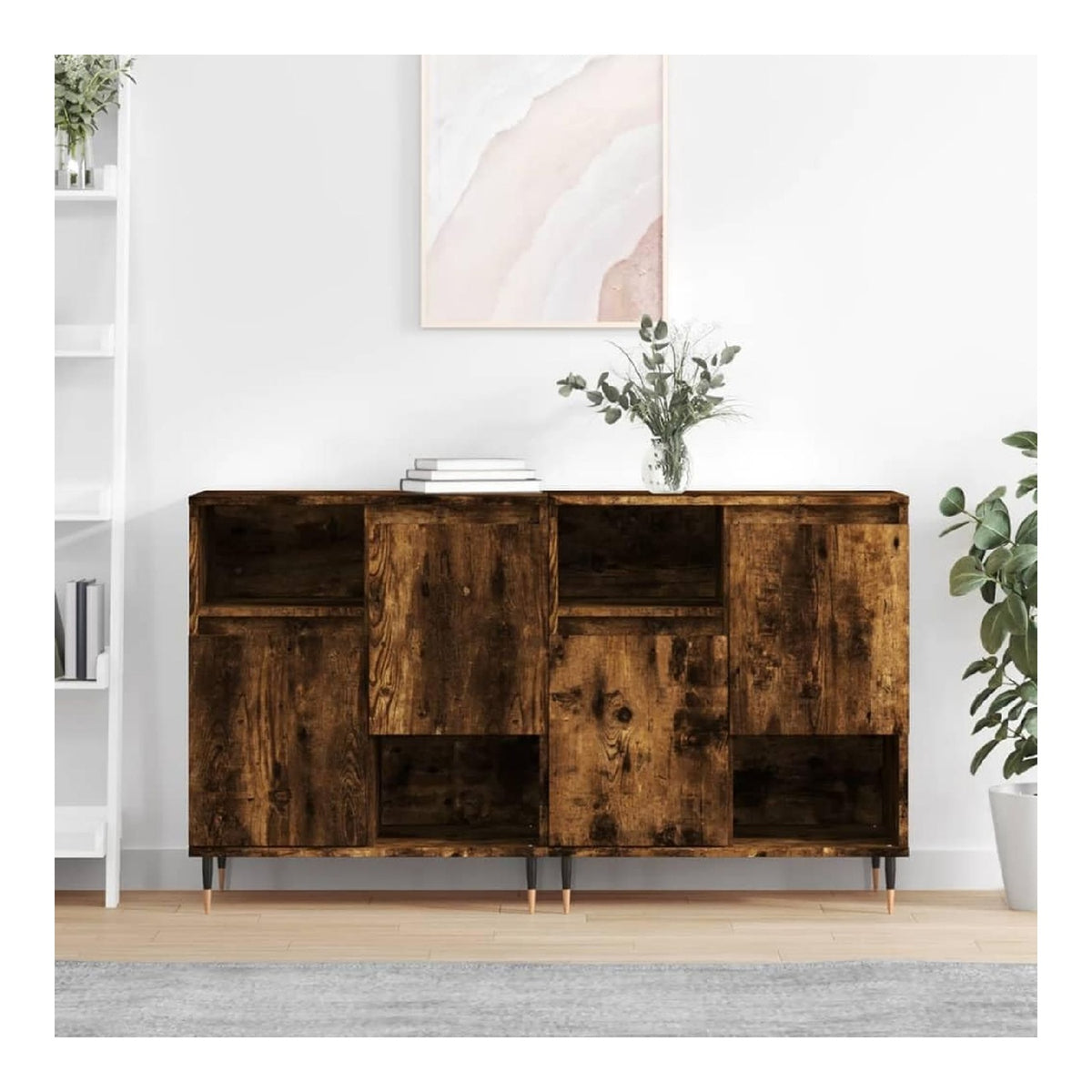 Sideboards 2 STK Rauchereiche Holzwerkstoff, 120x35x70 cm, Kuchen- und Wohnzimmermobel, Buffet Schrank mit viel Stauraum fur Kuche und Esszimmer