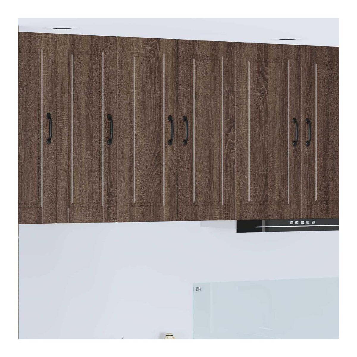 Kuchenschrank mit Tur, 2er-Set, Braun Eichen-Optik, 30 x 31 x 80 cm, Holzwerkstoff, langlebig, fur Moderne Kuchenmobel, freistehend