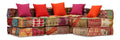 Modularer Sitzsack mit 4 Sitzplatzen aus Patchwork-Stoff, Sofas fur den Au enbereich, fur den Garten, Sofa fur Wohnzimmer, Garten, Terrasse und Garten