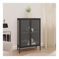 Sideboard Kommode Vitrinenschrank Bucherschrank Aktenschrank Buroschrank Vitrine Schrank Bucherregal Mehrzweckschranke Metall & Glas Anthrazit 75x35x105 cm