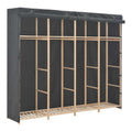 Kleiderschrank Grau mit Stoffbezug und offenen Fachern fur die Aufbewahrung, Stoff Kleiderschrank Grau in den Ma en 200x40x170 cm
