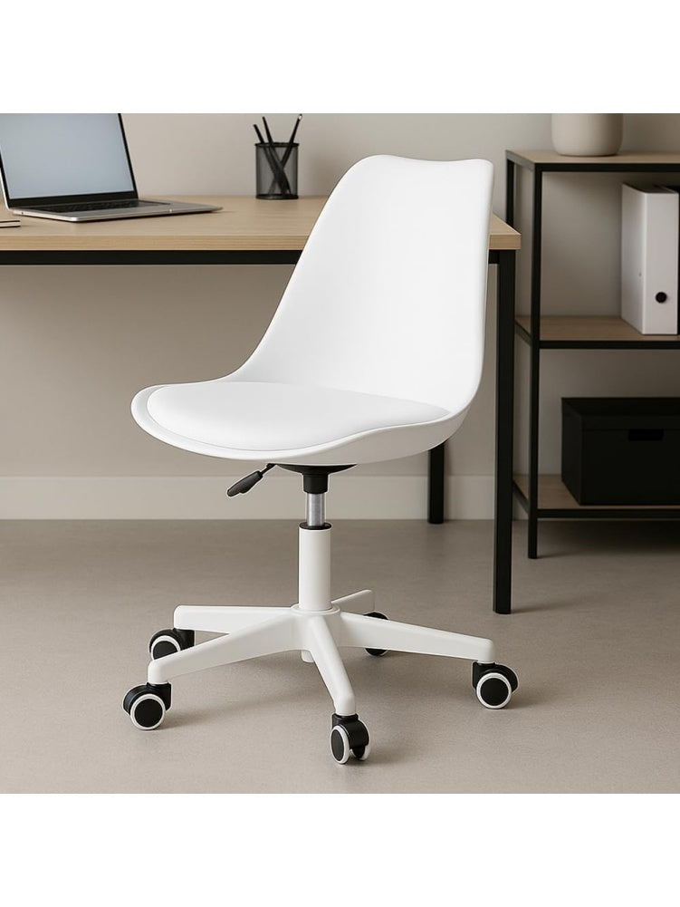 Ergonomischer Burostuhl mit gepolstertem Sitz und Hohenverstellung in Weiss