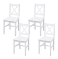 4er-Set Esszimmerstuhl HWC-F77 Massiv-Holz - wei