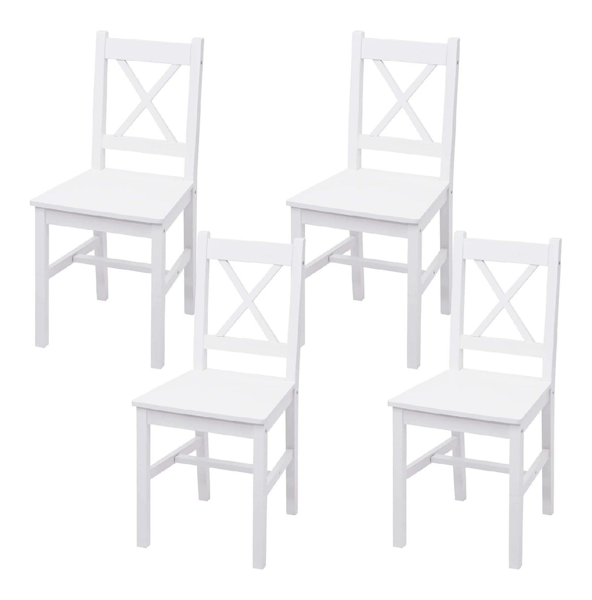 4er-Set Esszimmerstuhl HWC-F77 Massiv-Holz - wei