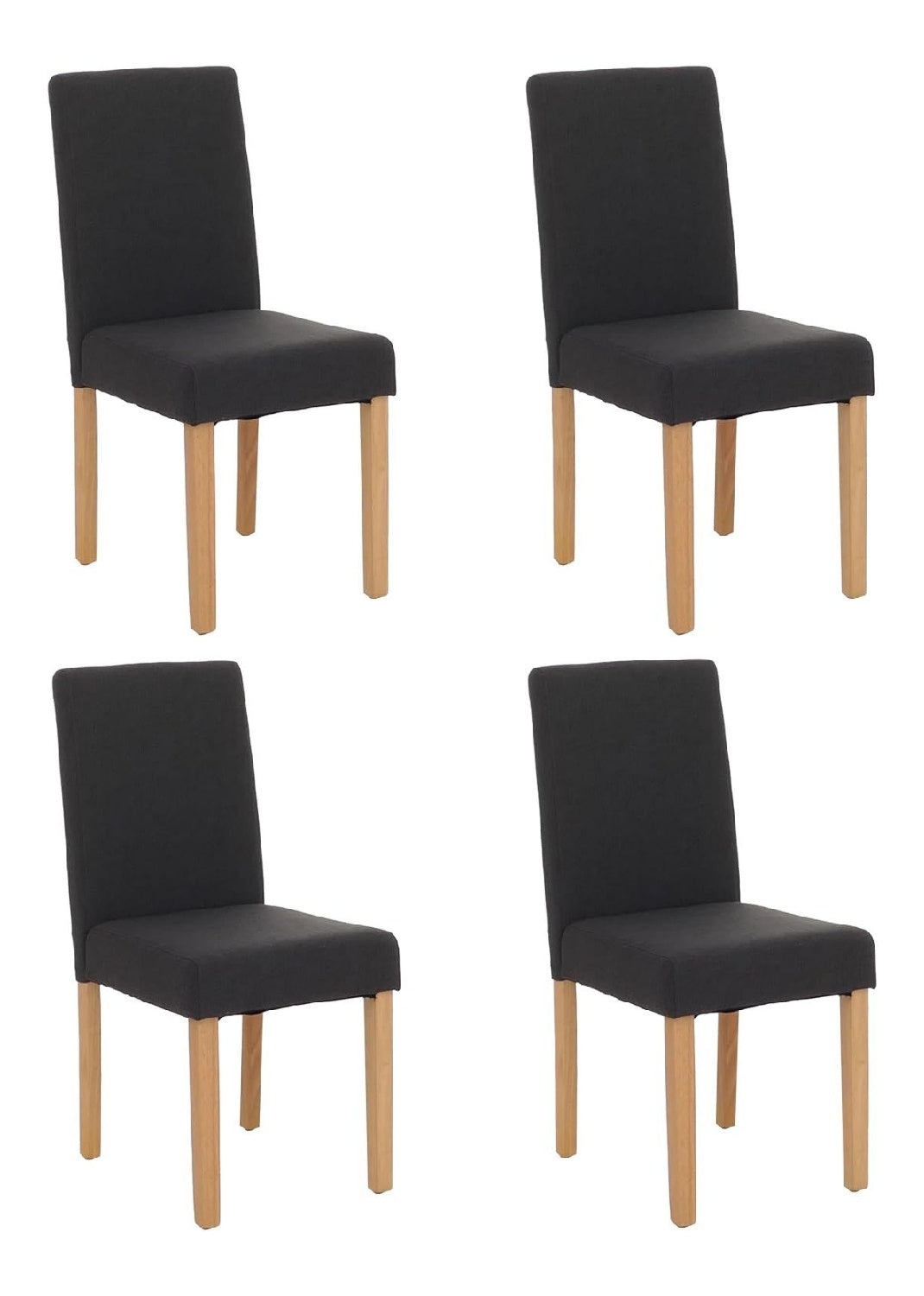 4er-Set Stuhl Littau - Textil, schwarz, helle Beine