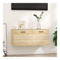 80x35x36,5 cm Wandschrank mit 2 Fachern TV Schrank Hangeschrank Badezimmerschrank Kuchenschrank fur Wohnzimmer Buro Sideboard Wandregal Schwebeschrank Sonoma Eiche Holzwerkstoff