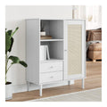 Schranke & Stauraum Highboard SENJA Rattanoptik wei 90x40x112 cm Massivholz Kiefer Buffets & Sideboards
