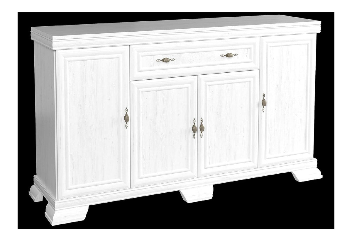 Furniture24 Kommode Kora KK4 Schrank Wohnzimmerschrank Sideboard mit 4 Turen und 4 Schubladen (Andersen Kiefer)