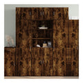 Highboard Rauchereiche 70x42,5x185 cm, Holzwerkstoff Schrank mit Turen, Offene Facher, Feuchtigkeitsbestandig, Pflegeleicht, Vielseitiges Sideboard Buffet Cabinet fur Wohnzimmer, Flur