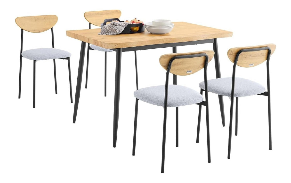 Essgruppe mit 4 Stuhlen, ergonomisch & kompakt, 110 x 76 x 70cm