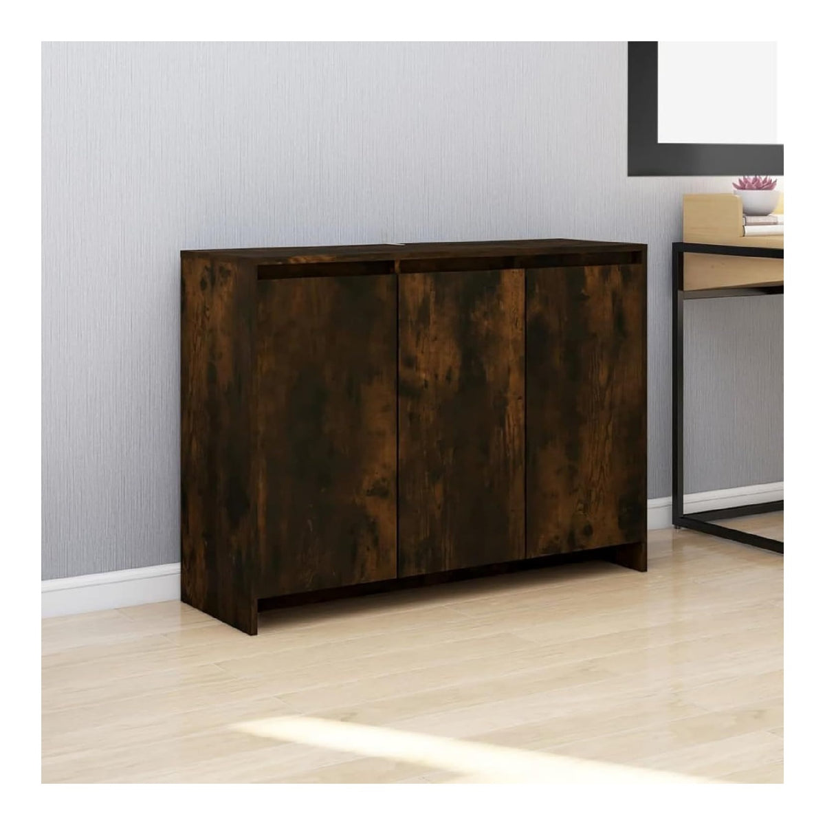 Sideboard aus Holzwerkstoff in Rauchereiche 102 cm breit, 33 cm tief, 75 cm hoch mit 3 Turen - praktischer Stauraumschrank fur Moderne Einrichtung