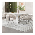 Samt-Esszimmerstuhl 4er Set, Drehstuhl Mit Luxus-Wohnzimmer-Design, Drehfunktion 360 , Metallgestell Beige+Silber, Ergonomisch Gepolstert