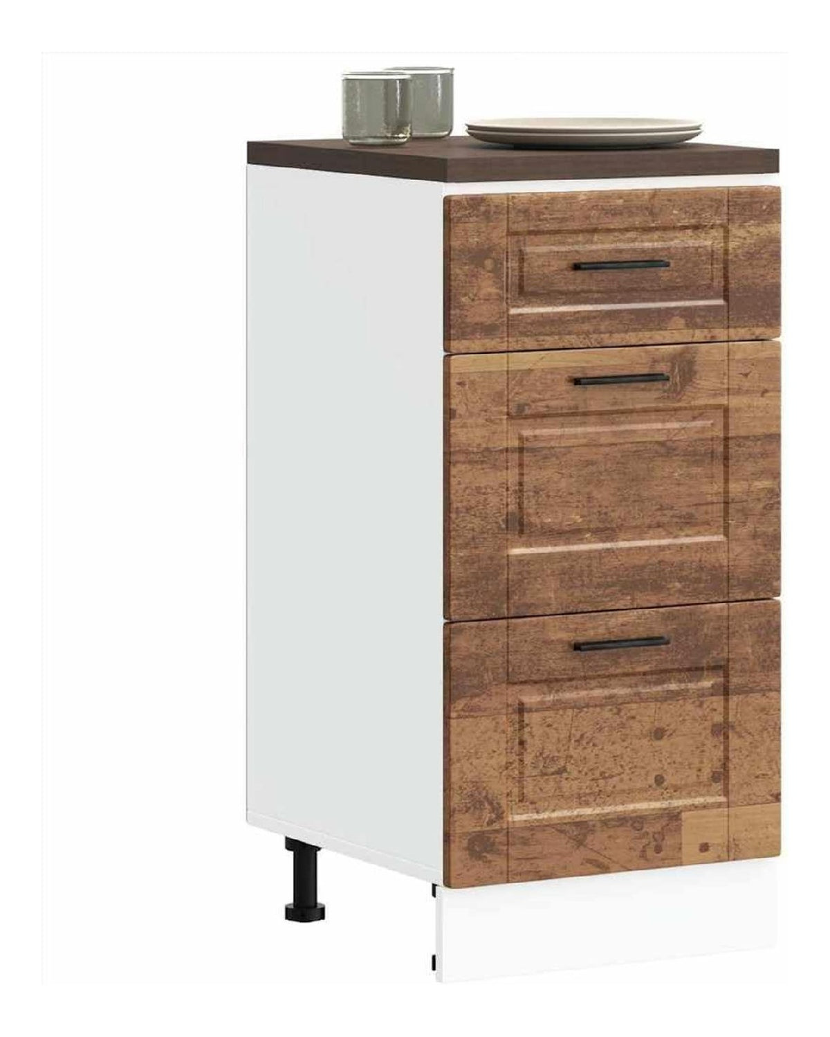 Kuchenunterschrank Porto Altholz-Optik Holzwerkstoff mit verstellbaren Fu en, gro zugigem Stauraum, robustem Material, geeignet fur Kuchen, Esszimmer, Vorratsraum, Sideboard, Kommode, Buffet